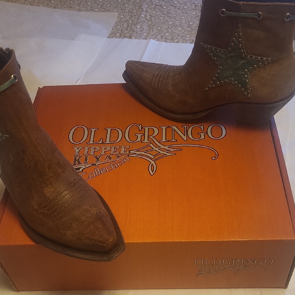 Old Gringo Brown and Green Star Boots